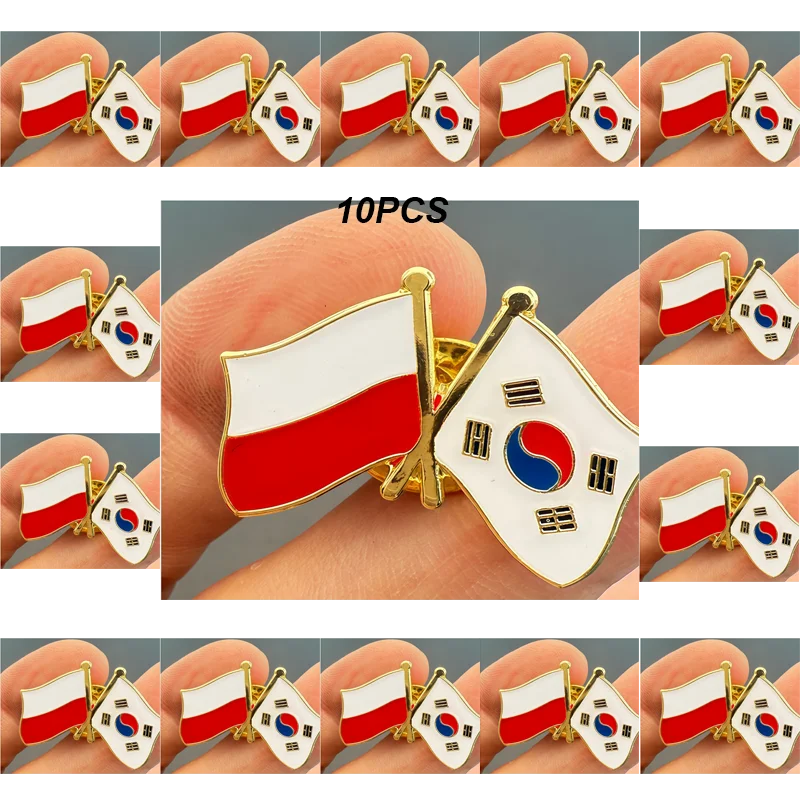 1-3-5-10-50-100pcs Poland & South Korea Badge Brooch Natinal Lapel Pins Flag Lapel Pins Country Flag Badge