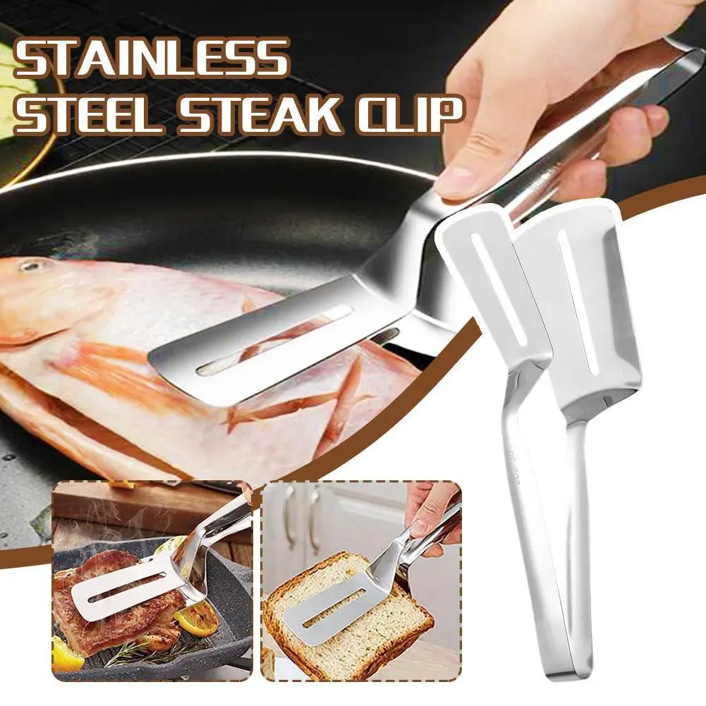 

Stainless Steel Frying Shovel Clip Multifunctional Steak BBQ Tongs Frying Fish Spatula Clip Bread Household for Kitchen Tool