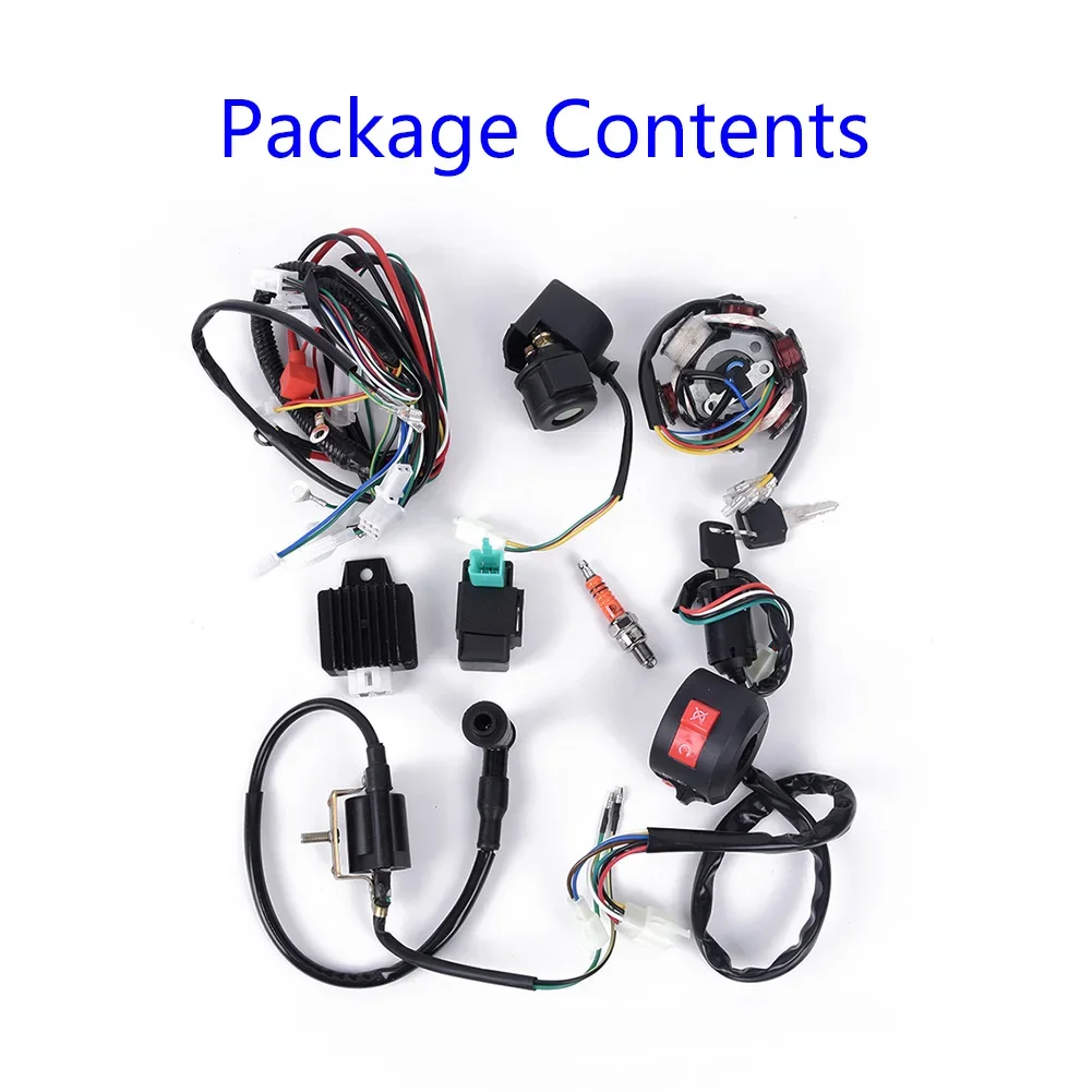 

8pcs Car Electrics Wiring Harness For 50CC-125CC Mini ATV Complete Wiring Harness CDI Stator 6 Coil Pole Ignition Set