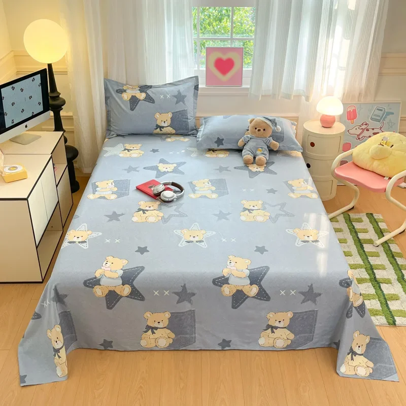 Cotton printed small fresh bed sheet single product pure cotton skin-friendly Taiwan bed bag mattress protective cover