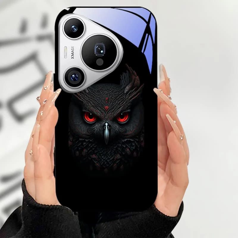 حافظة لهاتف هواوي بورا 70 برو حافظة من الزجاج المقسى على شكل قطة لطيفة لهاتف هواوي بورا 70 برو + بورا 70 الترا برو بلس قذائف سوداء صلبة ممتصة للصدمات #3