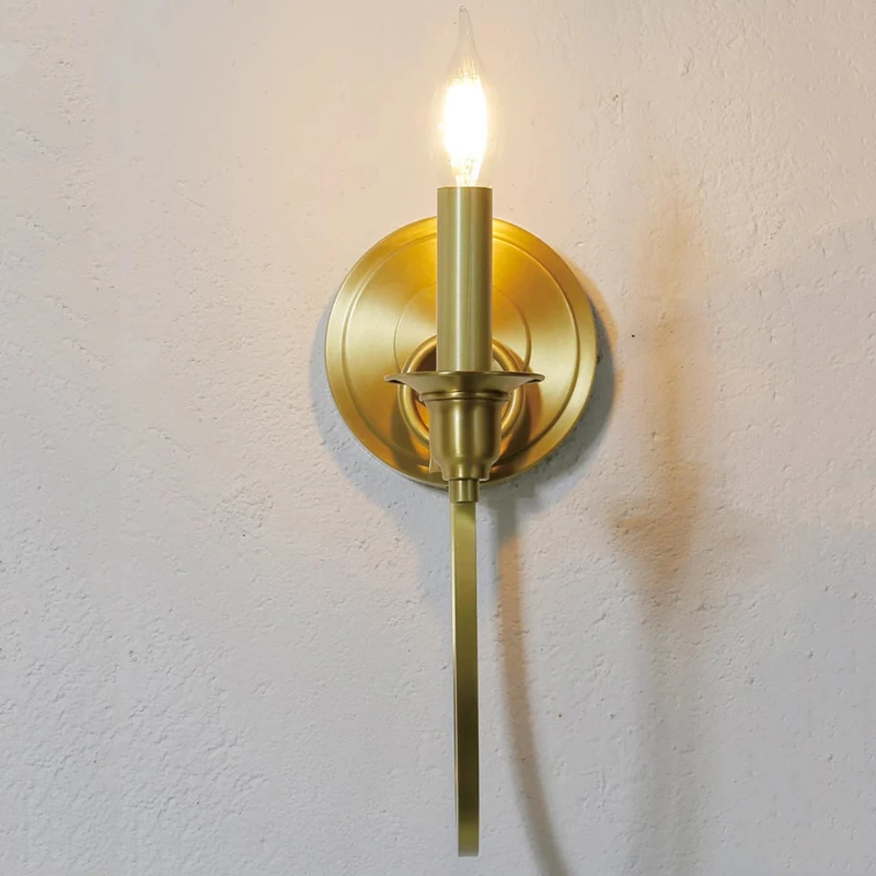 American Rural All Copper Wall Lamp Bedside Mirror Front Lamp Coffee Shop Aisle Wall Sconce Study Reading Light