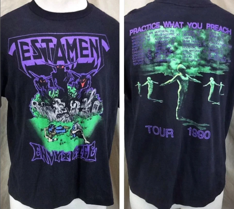

Vintage 90s Testament Practice What You Preach Short Sleeve T-shirt Size S-4XL High-end Luxury Is for Both Men and Women Top Y2k