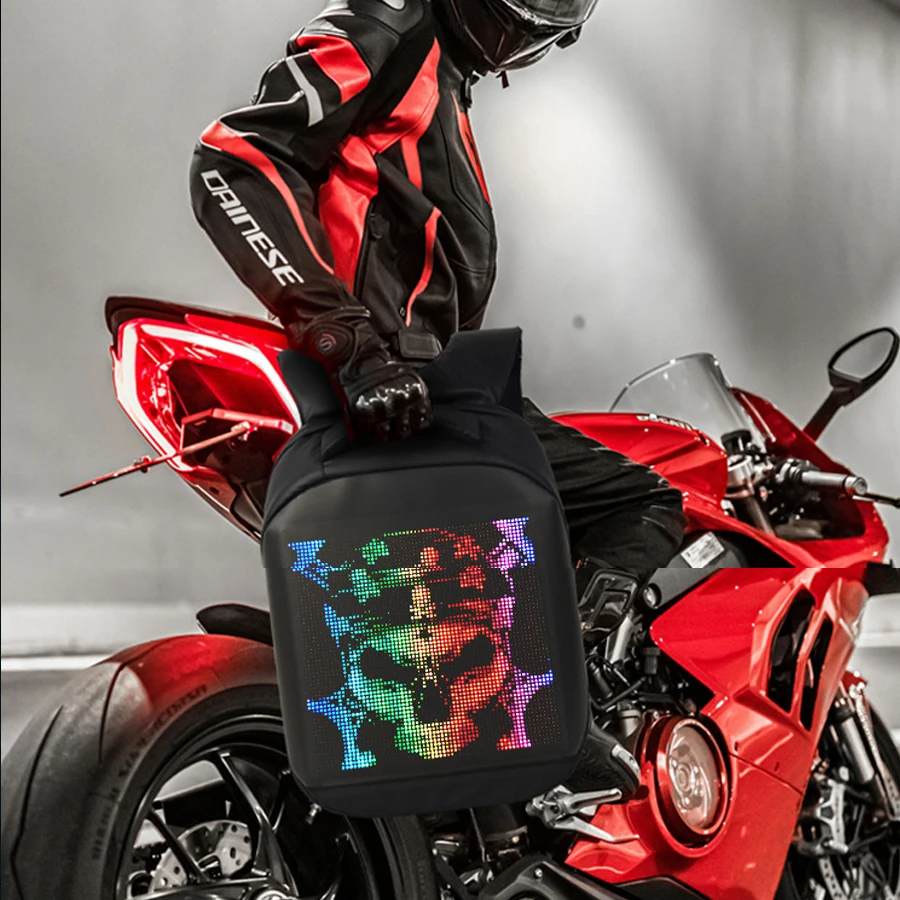 Knight LED Bike Backpack, Hard Shell Motorcycle Helmet Backpack for Half Face Helmet, Motorbike Laptop Rding Bag
