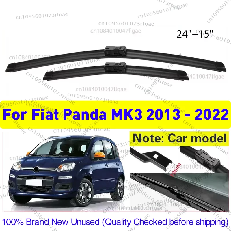 

2Pcs Front Windshield Wiper Blade Windscreen Clean Window Car Rain Brushes 24"15" For Fiat Panda MK3 2013 - 2022 2021 2020 2019