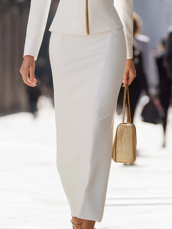 Modigirl امرأة الخريف الشتاء التنانير الرسمية 2025 جديد Bodycon عالية الخصر الحضرية قيعان بيضاء الترفيه موضة للسيدات مكتب