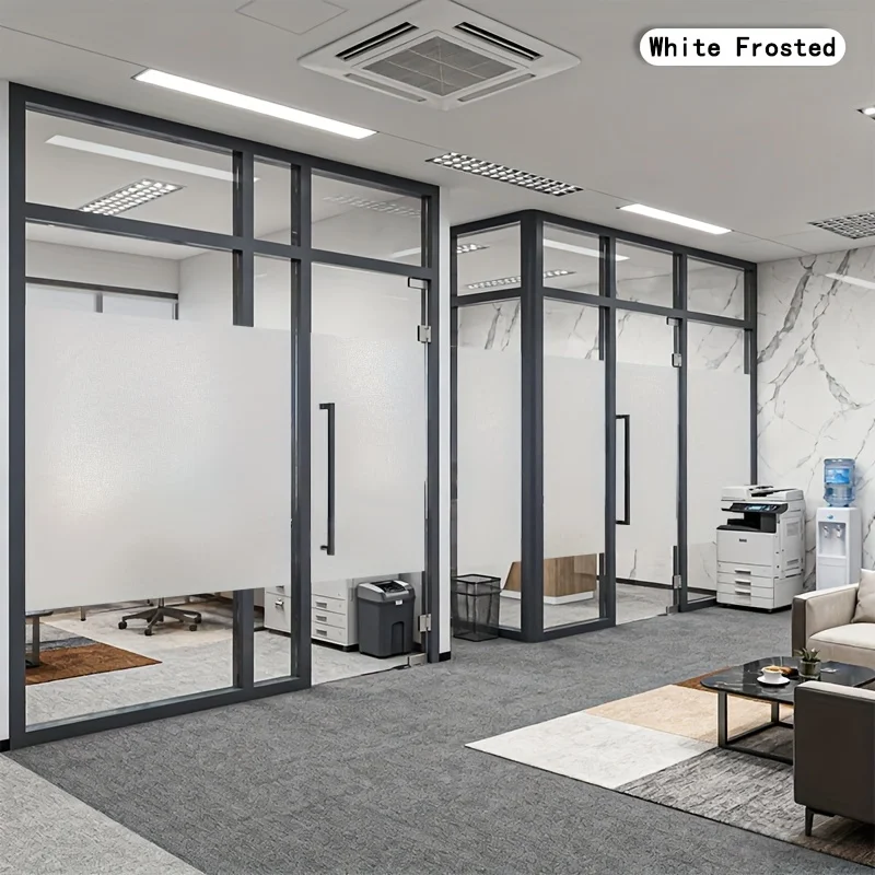 Frosted Privacy Window Film Translucent Static Cling No Glue Removable Heat Control for Balcony Office Bedroom Glass