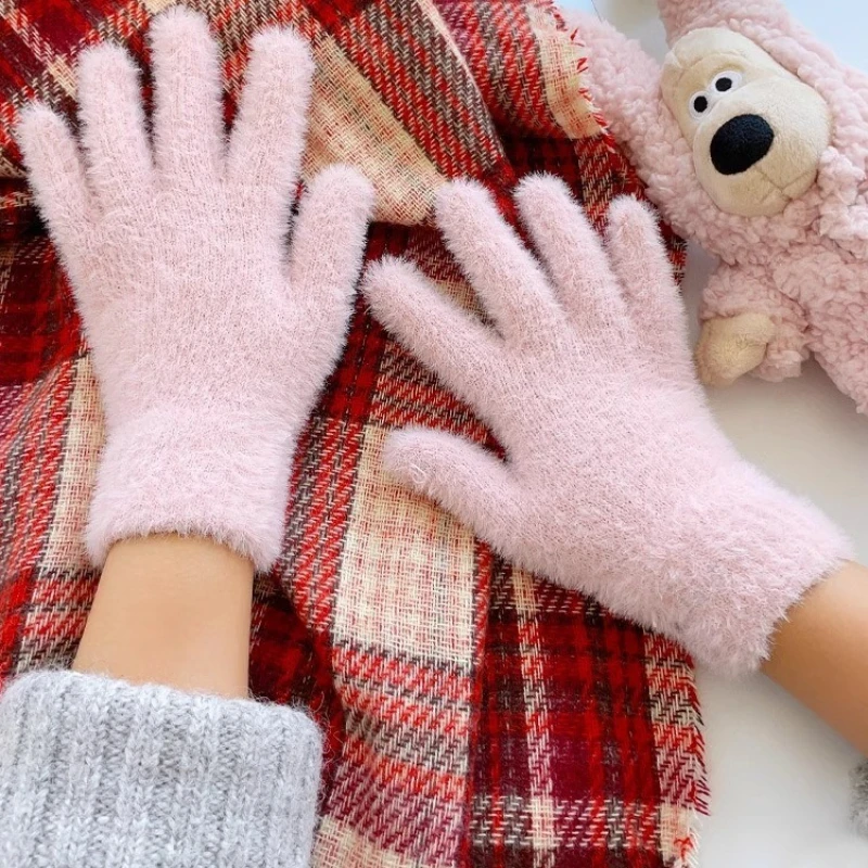 المرأة الشتاء الكورية نمط أفخم الدافئة الدراجات المعصم طول قفازات Ins العصرية زائد المخملية بلون الحلو رقيق قفازات الاصبع #6