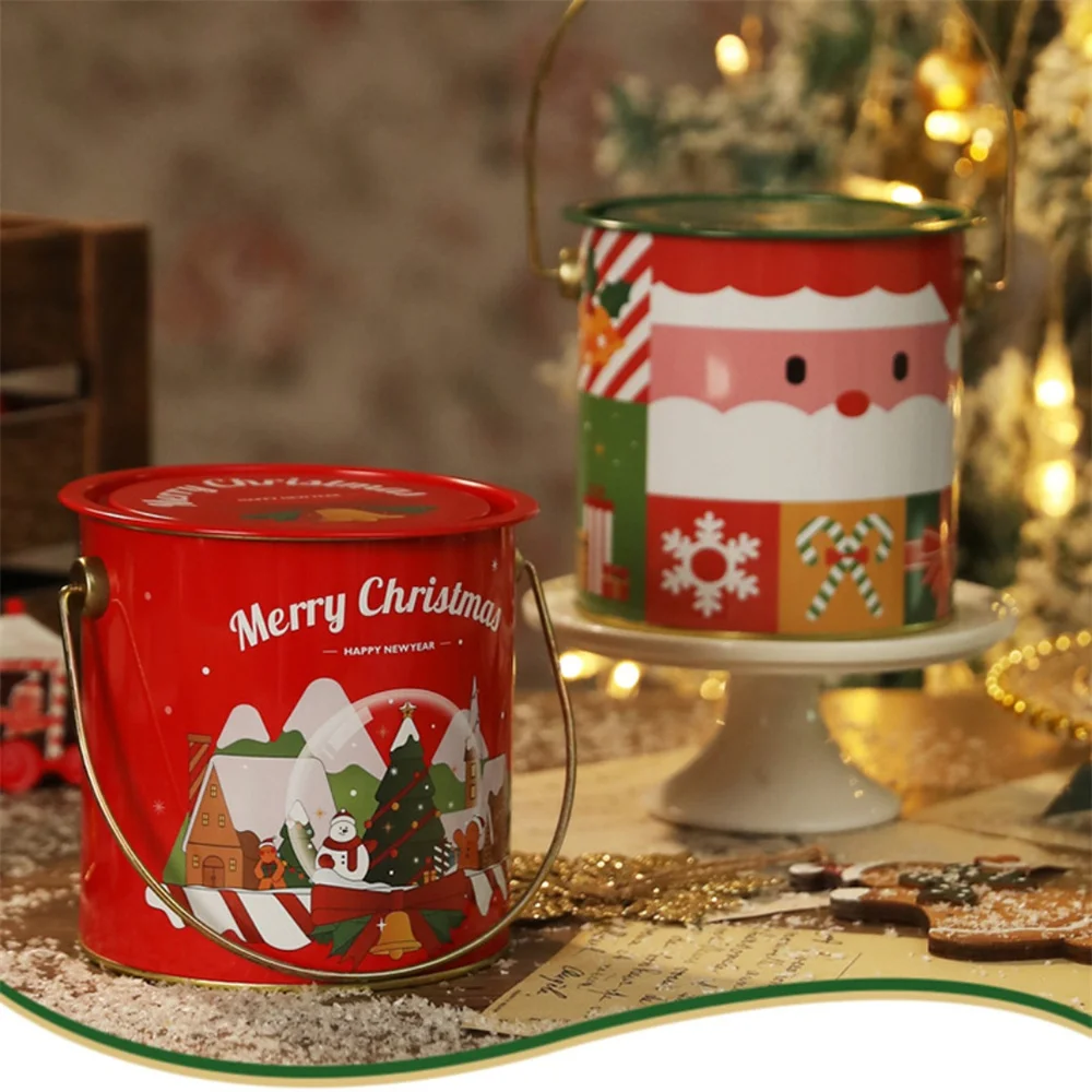 Große Kapazität Weihnachten Zinn Geschenk box Metall Candy Box quadratische Süßigkeiten Vorrats behälter für Urlaub Weihnachten liefert frohes neues Jahr – Detail 6