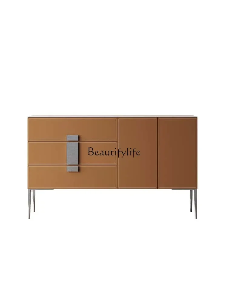 

FG26Saddle leather dining side cabinet Modern light luxury household high-end wall storage cabinet