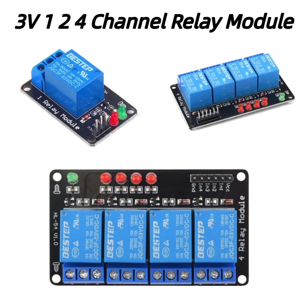 3V 1 2 4 Channel Relay Module Board Low-Level Trigger With Light Relay Output 1 2 4 Way Relay Module for Arduino Raspberry