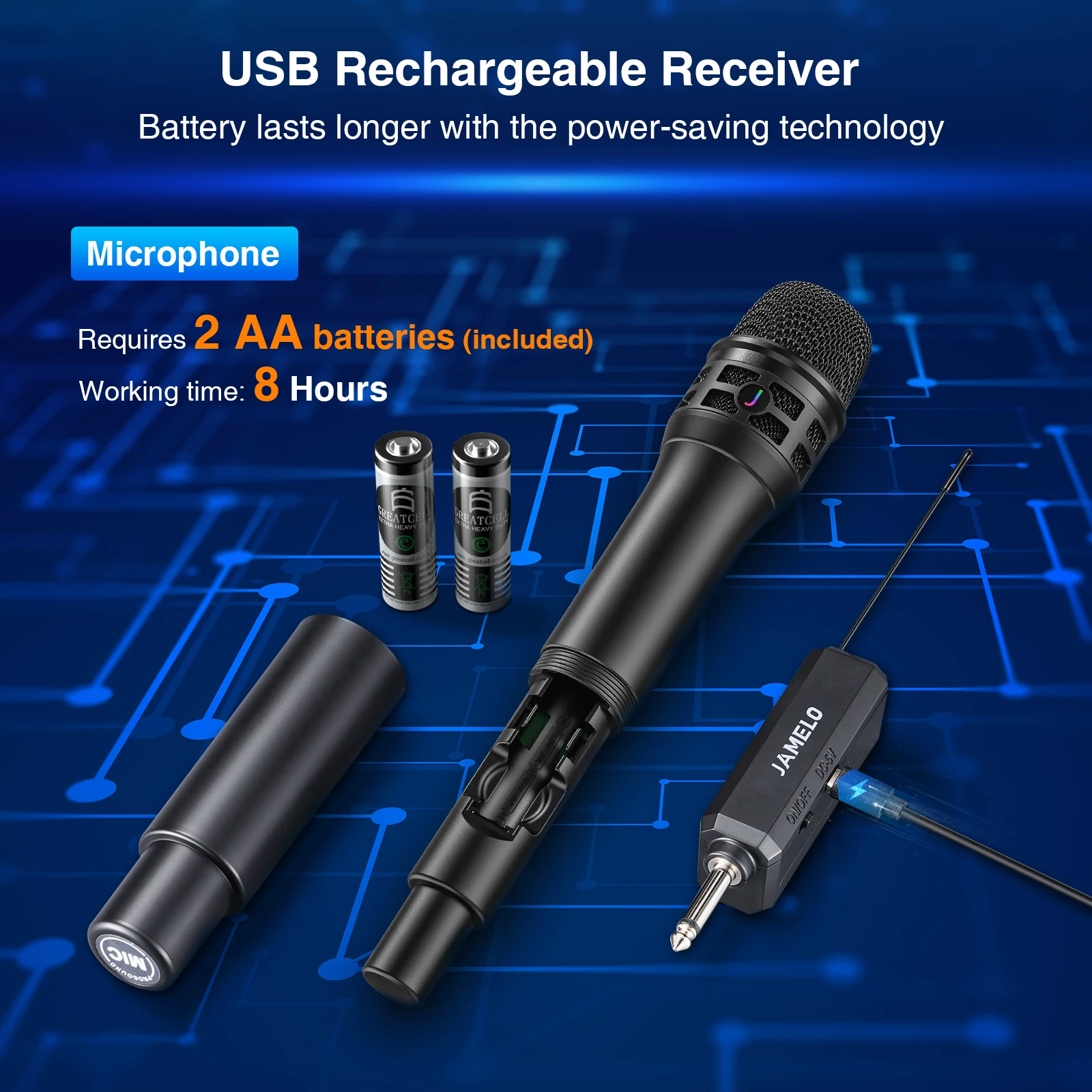 

Uhf Wireless Karaoke Mic Set - Dual Handheld Dynamic Microphones W/ Rechargeable Receiver, Cardioid Pickup for Home/party