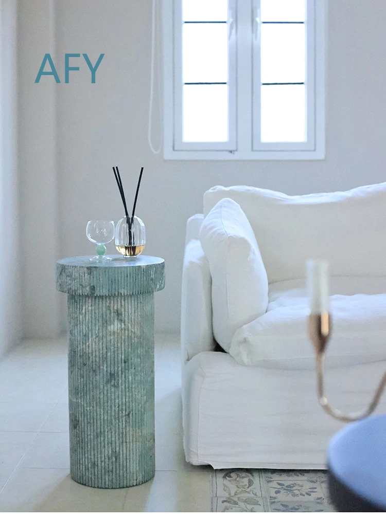 for Homestay Living Room Imitation Marble Roman Column Coffee Table for Sofa Side Corner Table Modern Living Room Furniture