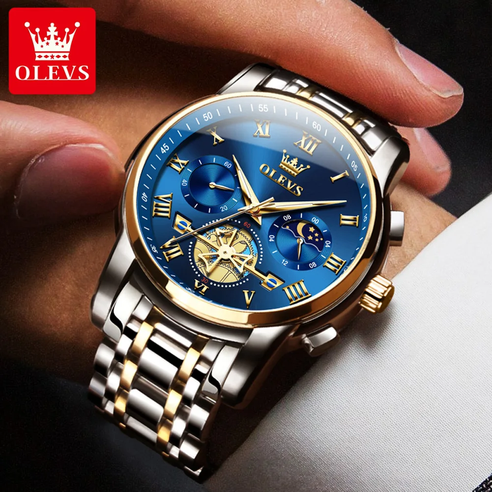 OLEVS – montre-bracelet classique à cadran romain pour homme, montre de luxe à Quartz, originale, étanche, lumineuse