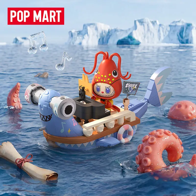 

POP MART Labubu Mermaid Exploration Pirate Ship Building Blocks Collectible Assembly Model Toy for Adults Trendy Blind Box