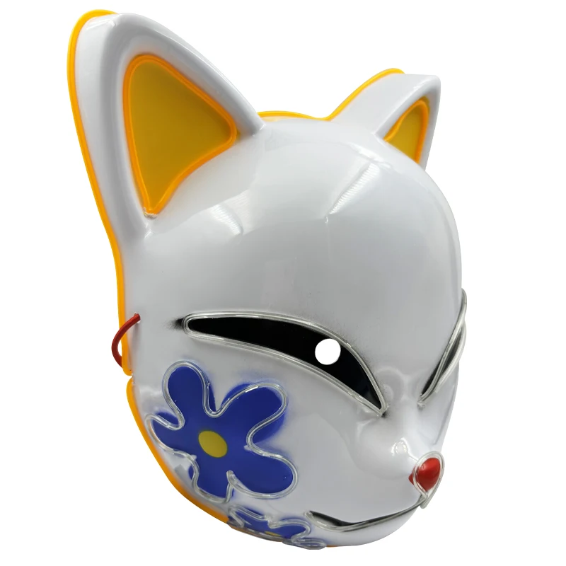 قناع وجه القط المتوهج LED ، تأثيري رائع ، قاتل الشياطين النيون ، أقنعة الثعلب ، عيد الهالوين ، هدية عيد الميلاد ، حفلة كرنفال ، ديكور تنكري