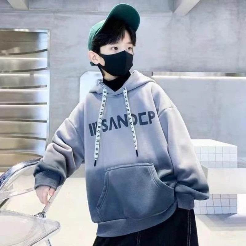 

Trendy Boys' Sweatshirts Hoodies Autumn Winter Letters Long Sleeved Hoodie T-shirt Cotton Sportswear Kids Clothes O Neck Top