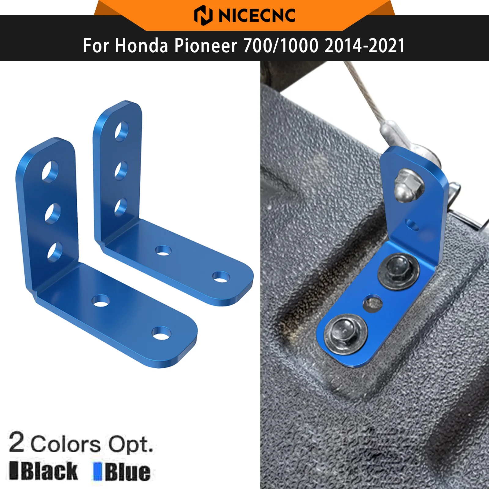 NICECNC Pair UTV Tailgate Leveler Bracket For Honda Pioneer 700 For Honda Pioneer 1000 2014-2021 Aluminum Black Blue CNC-Mahined