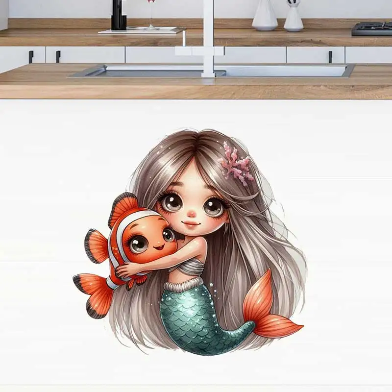Mermaid Wall Stickers for Living Room Sofa Background Home Decor Children's Room Art Decals Easy to Apply Wallpaper AA32