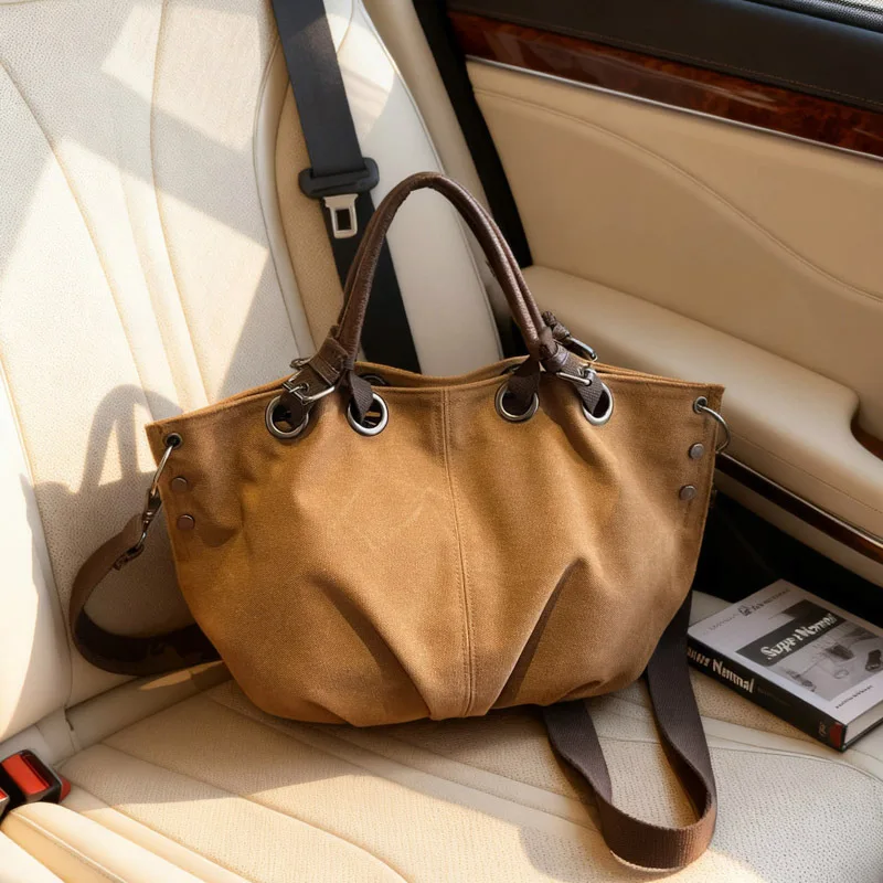 

Vintage Canvas Top Handle Bag Women Fashion Crossbody Shoulder Bag Korean Style Casual Texture and Versatile Tote Storage Bags