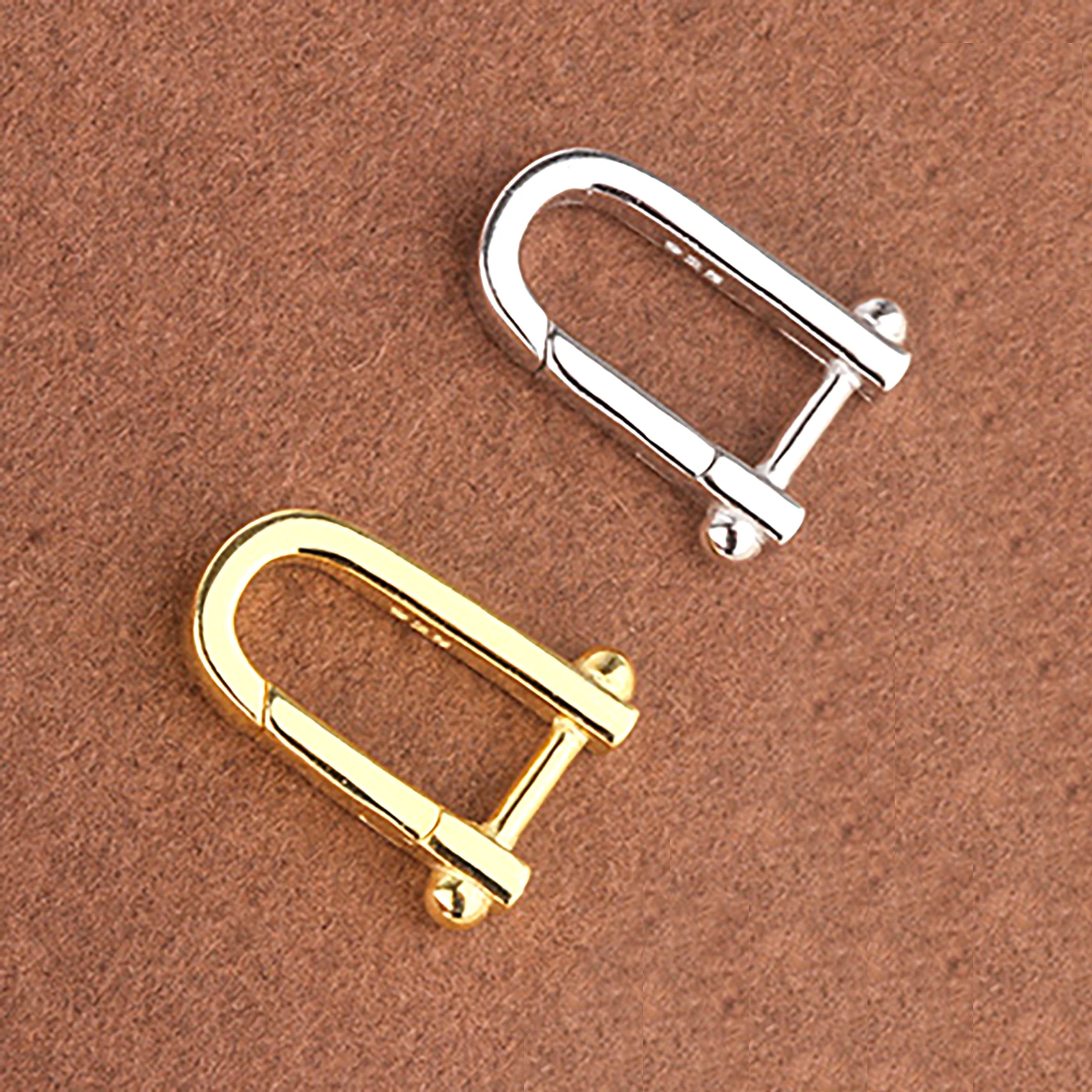 Gold platinum plated 18mm 0.7inch sterling silver 925 D shape spring load carabiner clasp link  pearl gems chain jewelry DIY