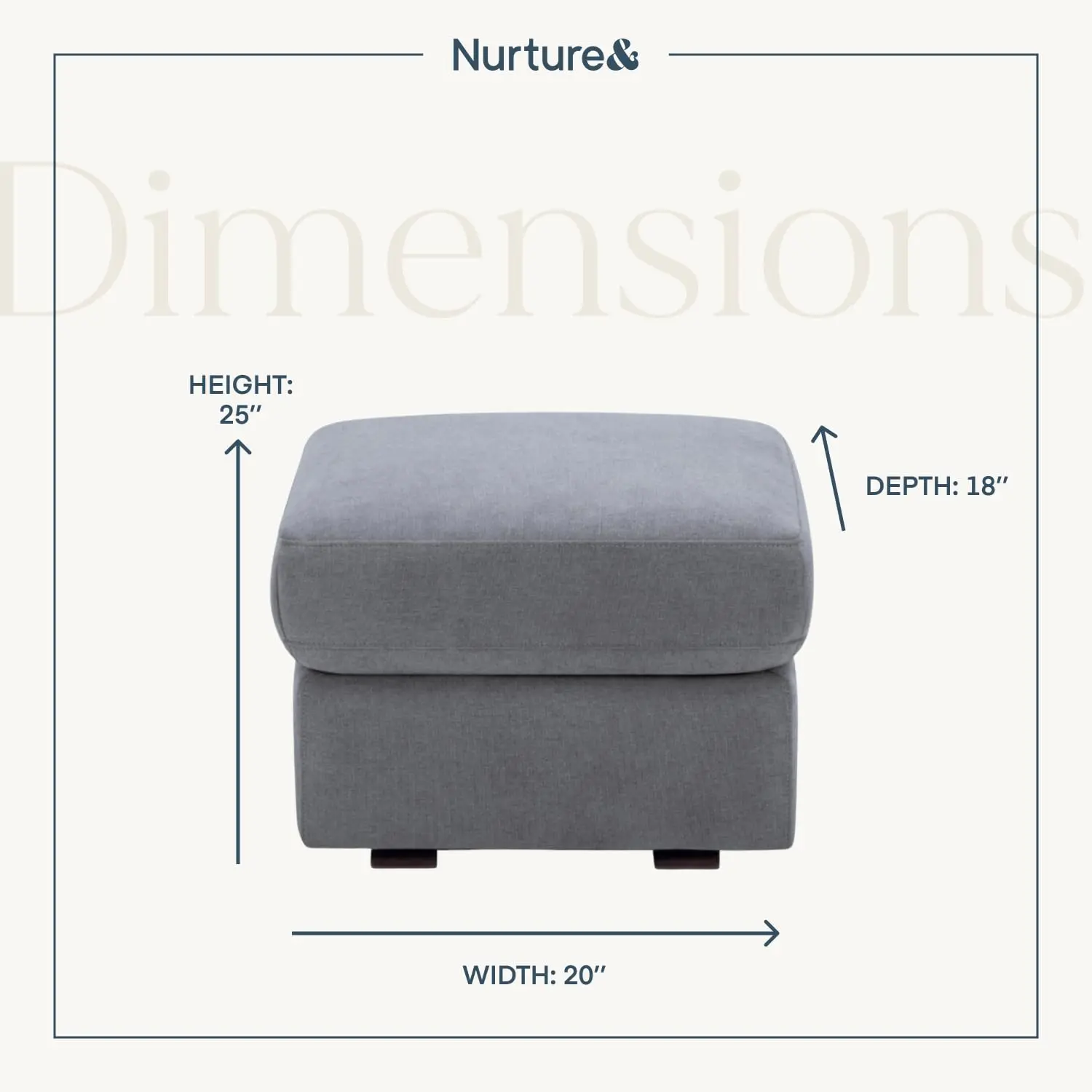 Premium Ottoman Footrest Nursery Living Room Stain-Resistant Fabric Smooth Glide Gray, Customized