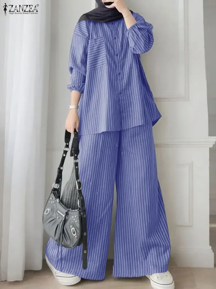 2026 ZANZEA Women Spring Matching Sets Lapel Neck Long Sleeve