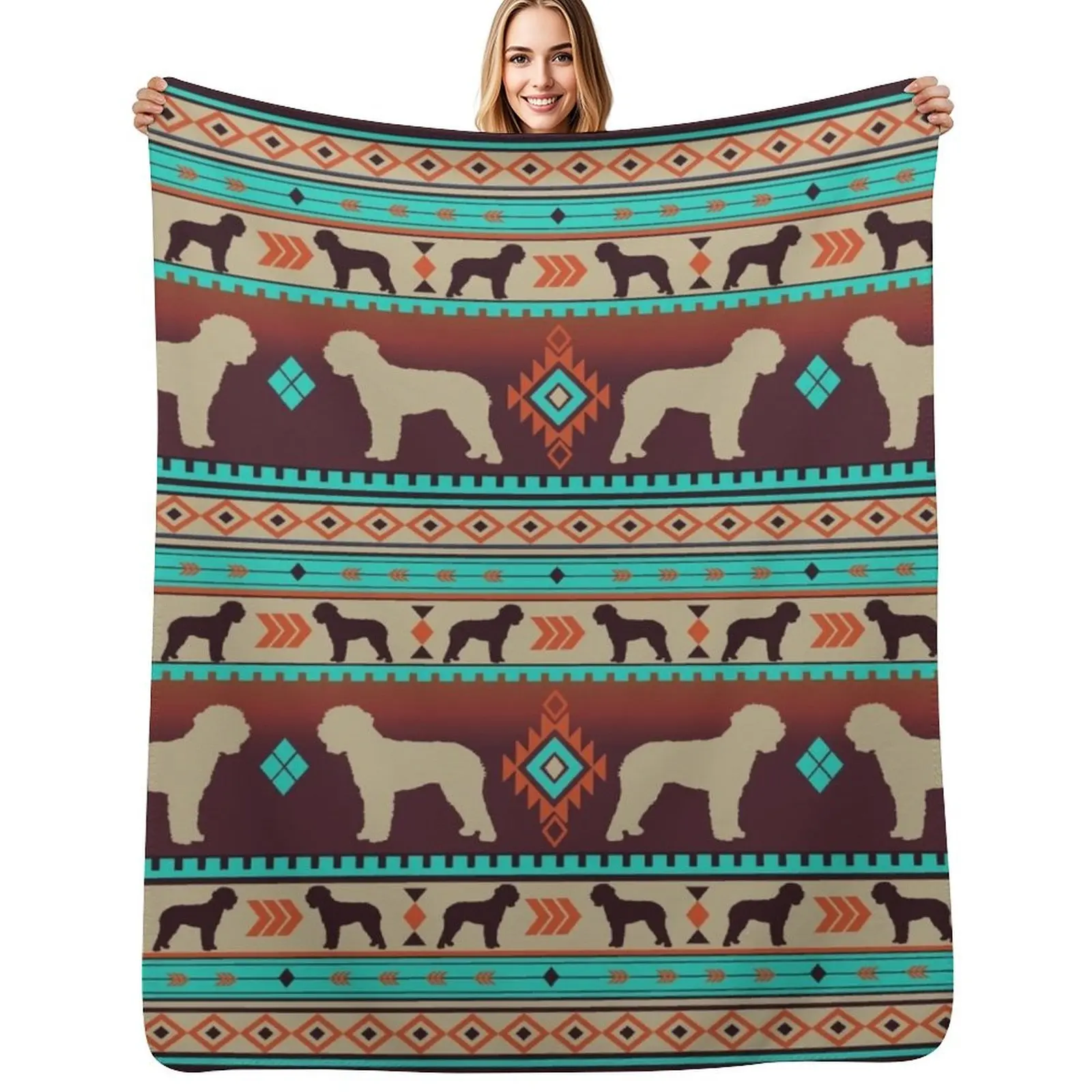 Boho dogs | Lagotto romagnolo sunset Throw Blanket Shaggy Furry Soft Blanket for Bedroom Living Room