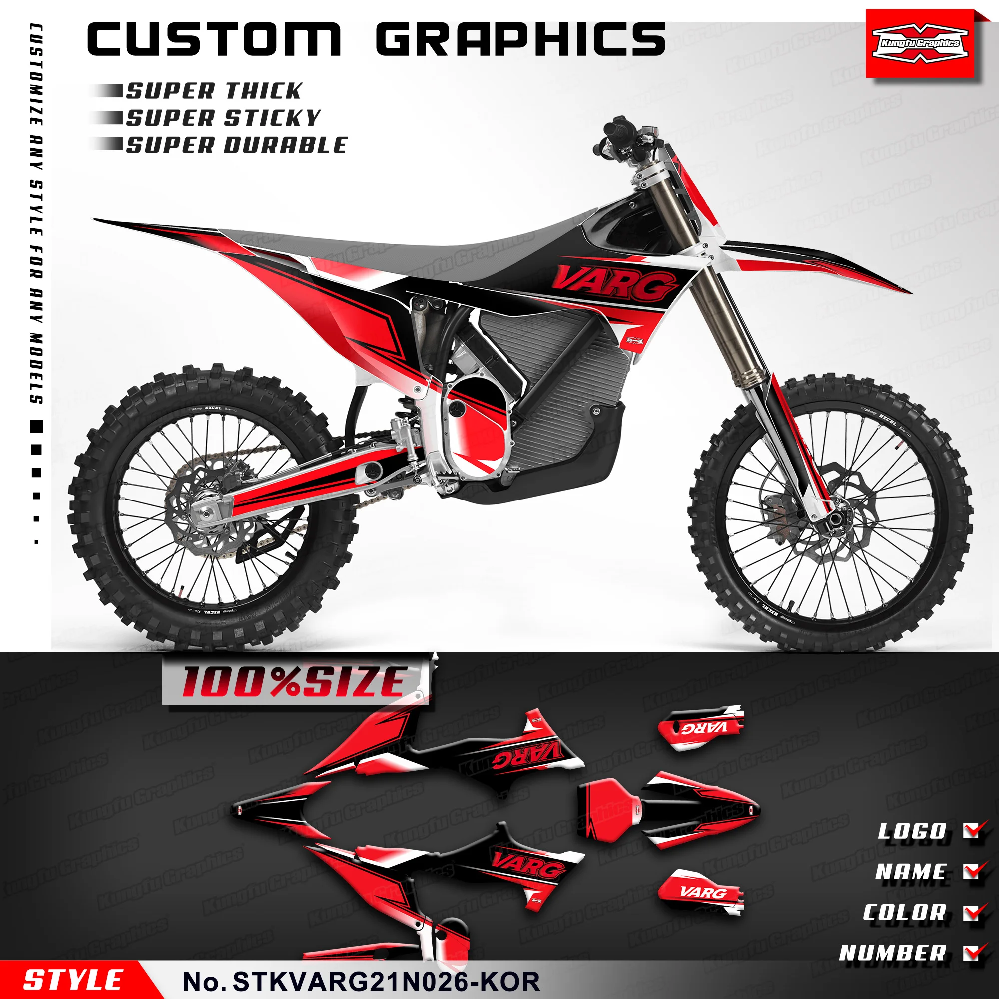 

Комплект наклеек KUNGFU GRAPHICS, устойчивый к ультрафиолетовому излучению ламинат для Stark Future Varg Dirt eBike, аксессуар, STKVARG21N026-KOR