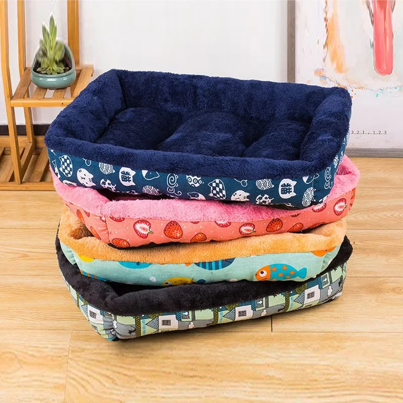 Soft Pet Bed Flannel Thickened Pet Fleece Dog House Soft Fleece Nest Dogs Baskets Mat Puppy Kennel For Cat Breathable Pets Bed