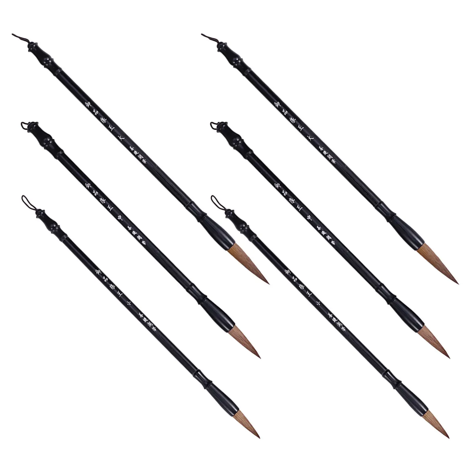 6Pcs Calligraphy Brush Set Chinese Wolf Hair Wooden Handle Traditional Ink Painting Brush for Beginners Sumi Drawing Line Work