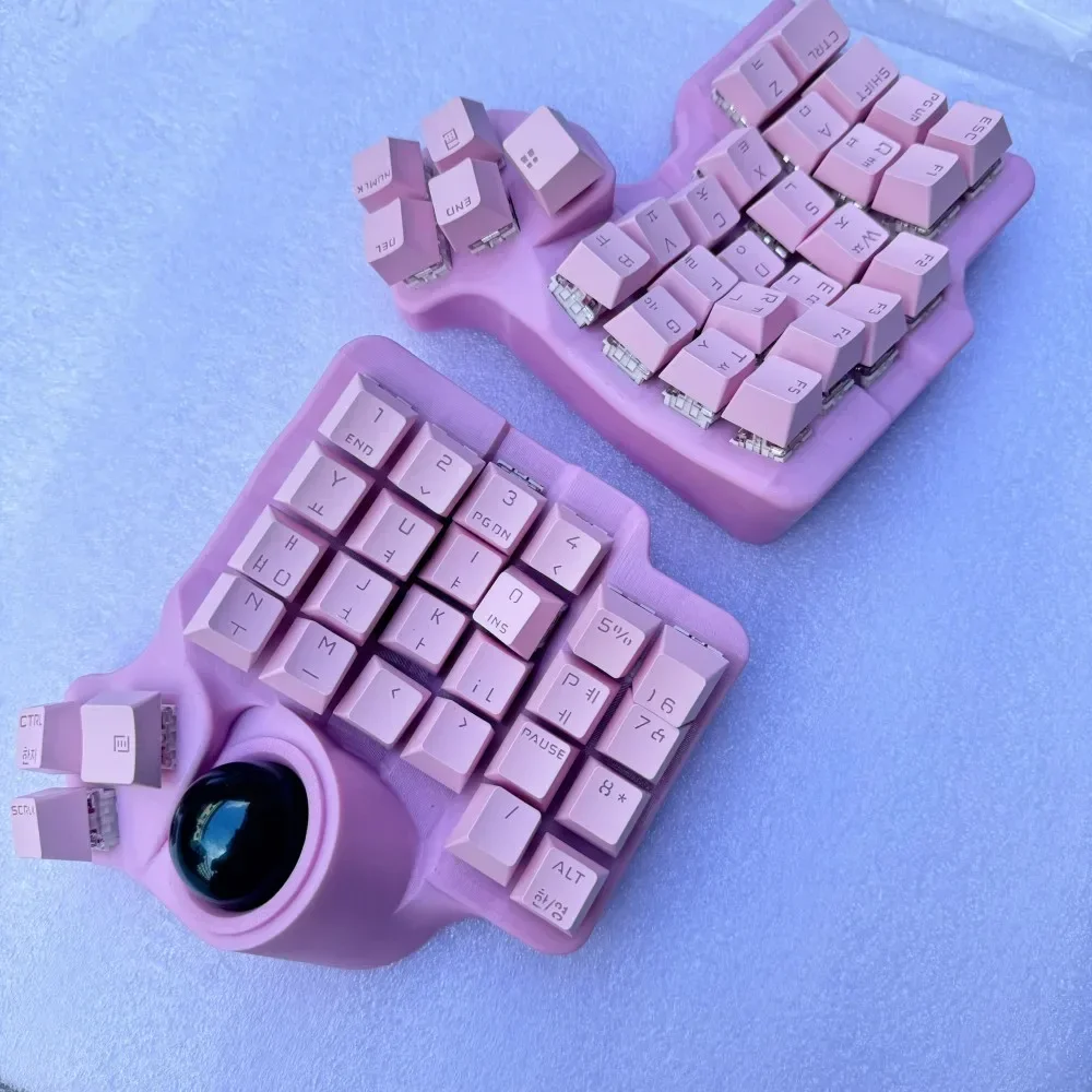 Charybdis 4x6 Split Keyboard Kit Custom Pink Keyboard Stand Trackball Wired Single-mode Split Mechanical Keyboard Teclado Gamer