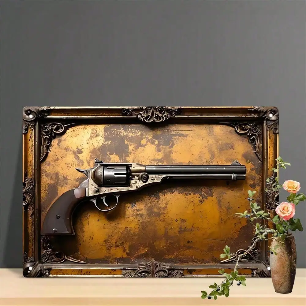 Retro Beretta B92X 92FS Pistol Sign Aluminum Wall Art 8x12 Inch Waterproof Durable Metal Plaque Garage Man Cave Home Decor