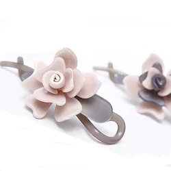 Elegant Girl Hair Clips 3D Flower Hairpins Top FolderTiara Hair Accessories For Women Acetate Headdress Barrette Twist Clamp