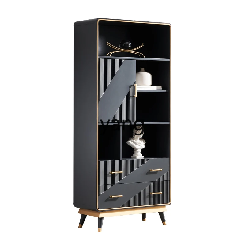 

LMM Light Luxury Floor Bookcase Integrated Wall Modern Minimalist Living Room Bookshelf Display Cabinet