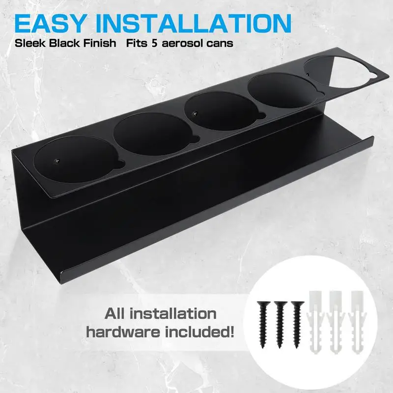 Spray Paint Organizer With Screws And Expansion Tube 5 Can Holes Shelf Steel Aerosol Spray Can Rack Aerosol Spray Bottle Holder