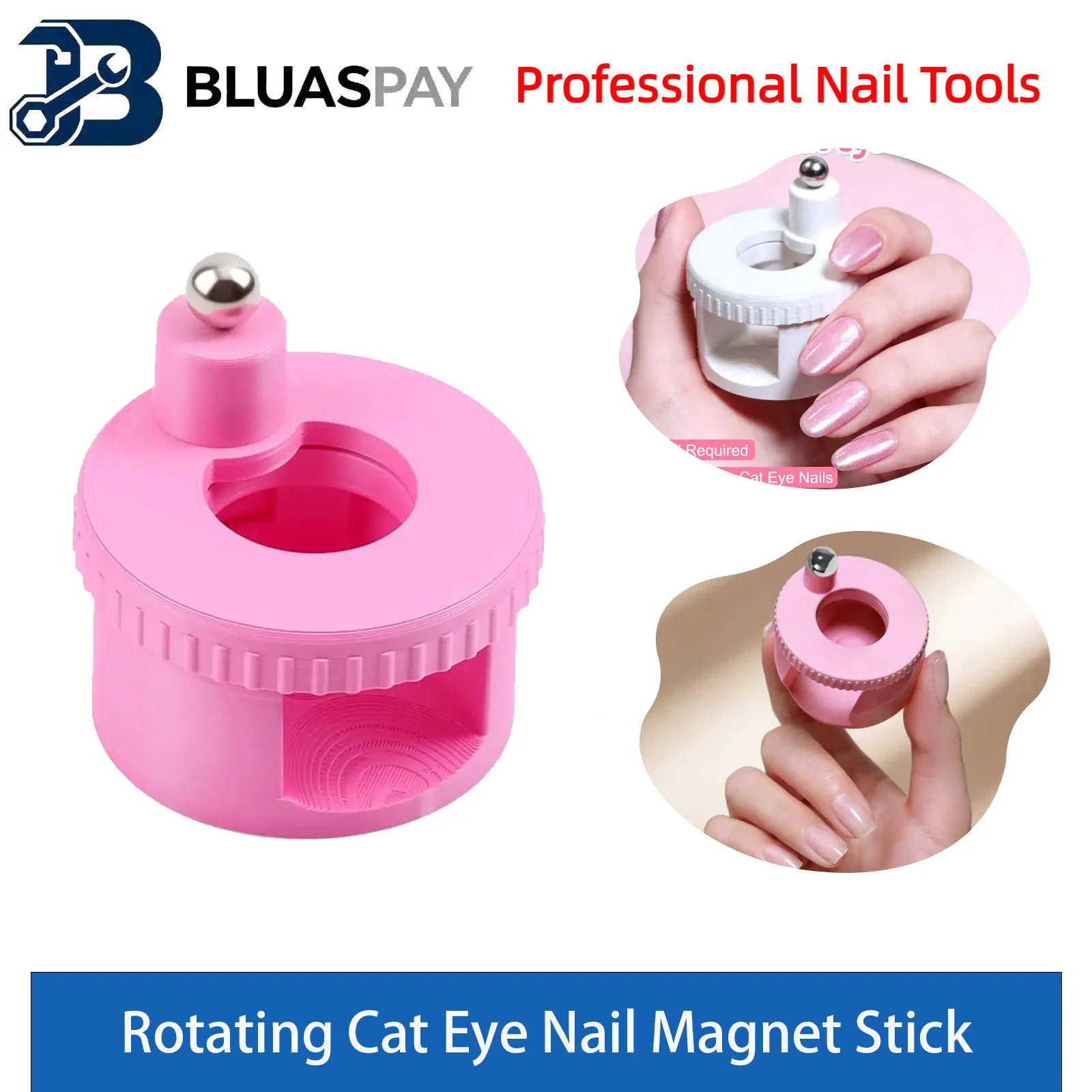 Rotating Cat Eye Nail Magnet Stick, Strong Magnetic Manicure Tool for Gel Polish, Wide Light Glass Bead Nail Art Effect