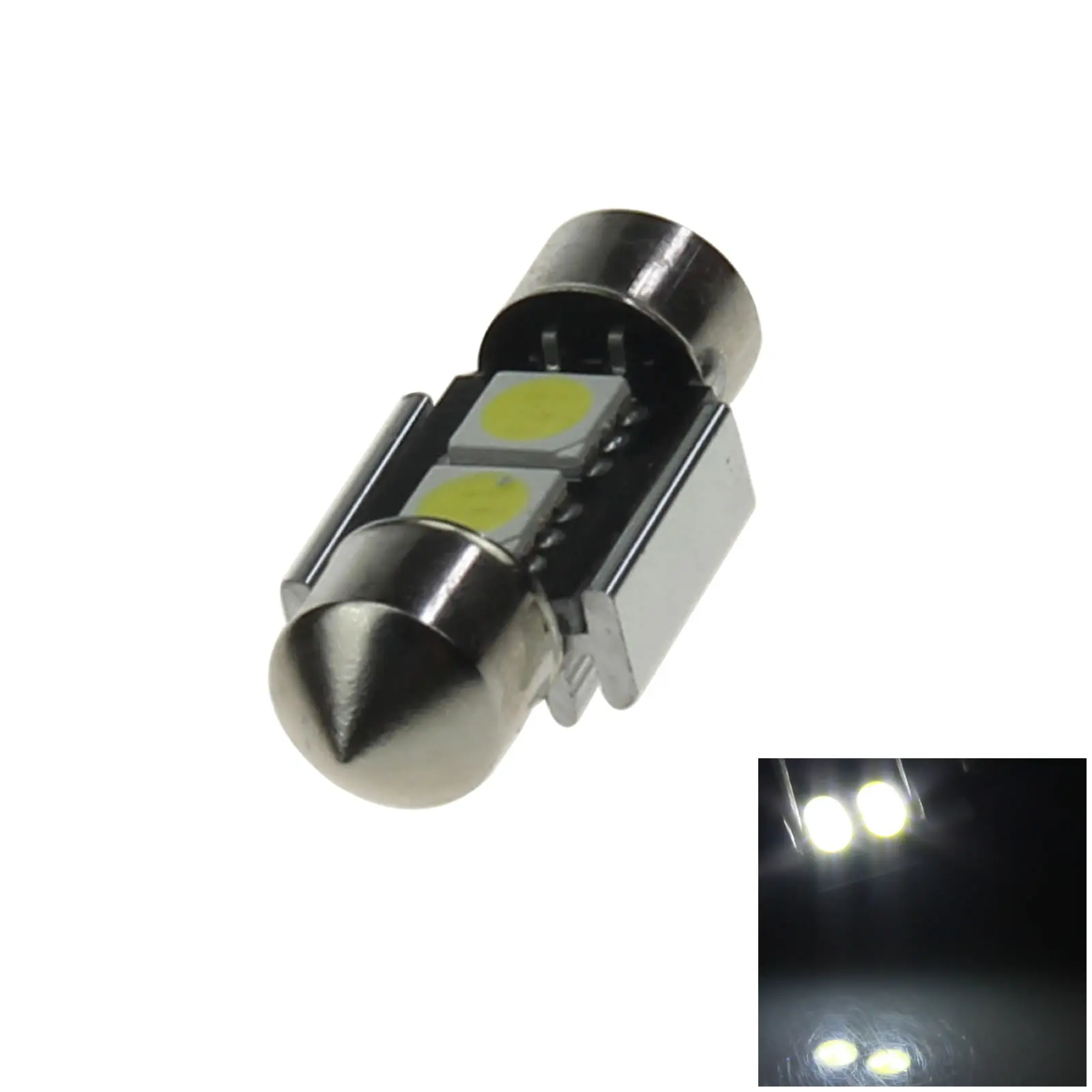 1x White AUTO 31MM Festoon Lamp Number plate Light Canbus Error Free 2 Emitters 5050 SMD LED 6428 Z20334