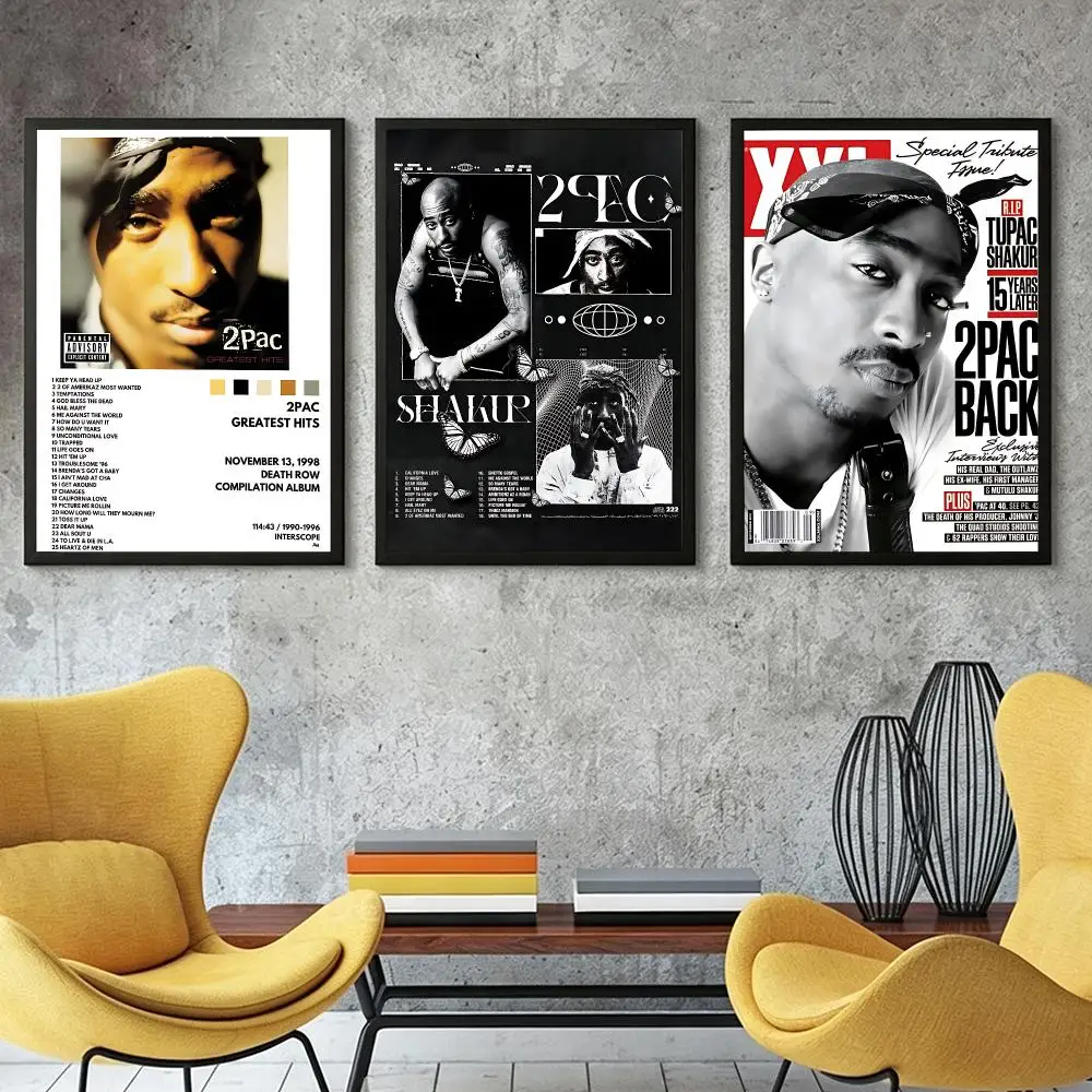 music Tupac Shakur Poster HD Poster Retro Industrial Style Suitable for Living Room Bar Corridor and Gift Giving