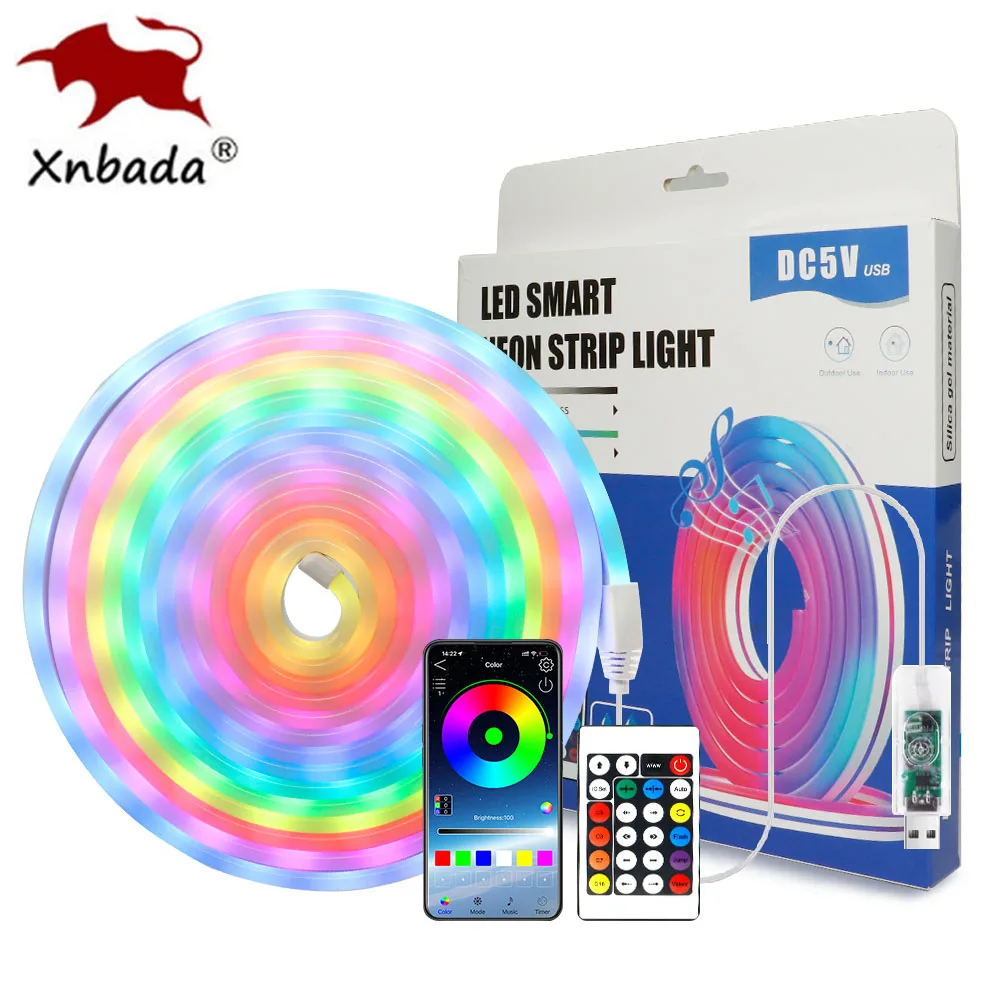

USB 5V WS2812B T0616 Neon RGB LED Strip 24Keys Remote APP Controller For WS2812 Waterproof Flexible Ribbon Tape Neon Lights