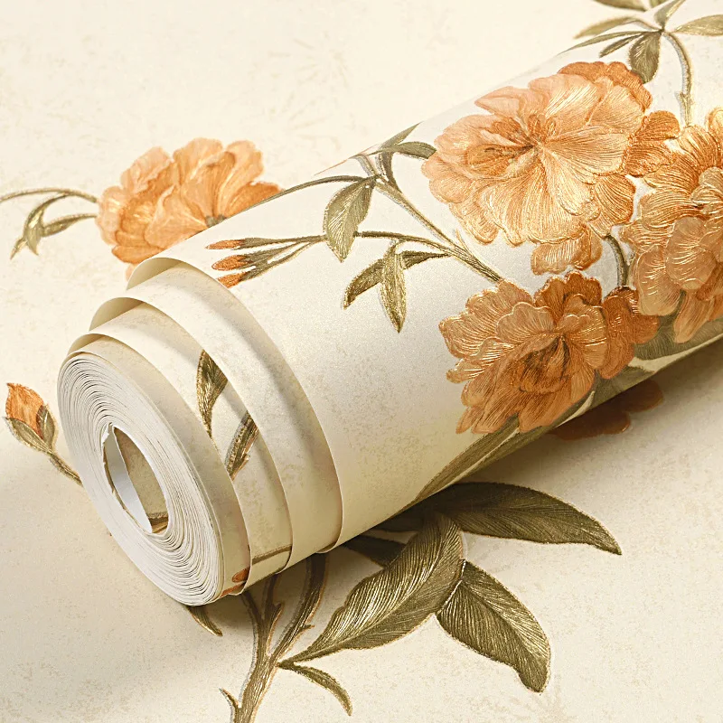 American country non woven fabric wallpaper small floral print retro style bedroom living room master bedroom TV background wall