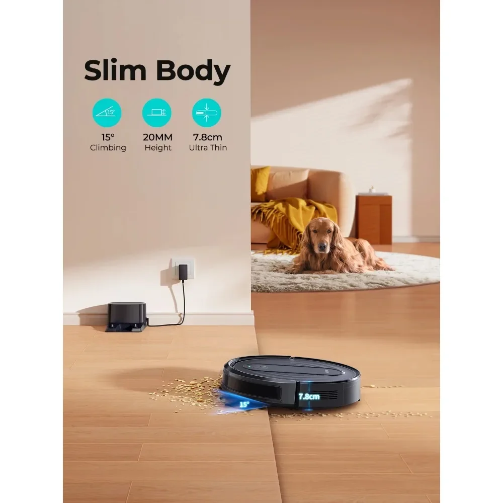 3000Pa Robot Vacuum Cleaner, Smart Robot Vacuum with Alexa, for Carpets, Hard Floors and Home, Black