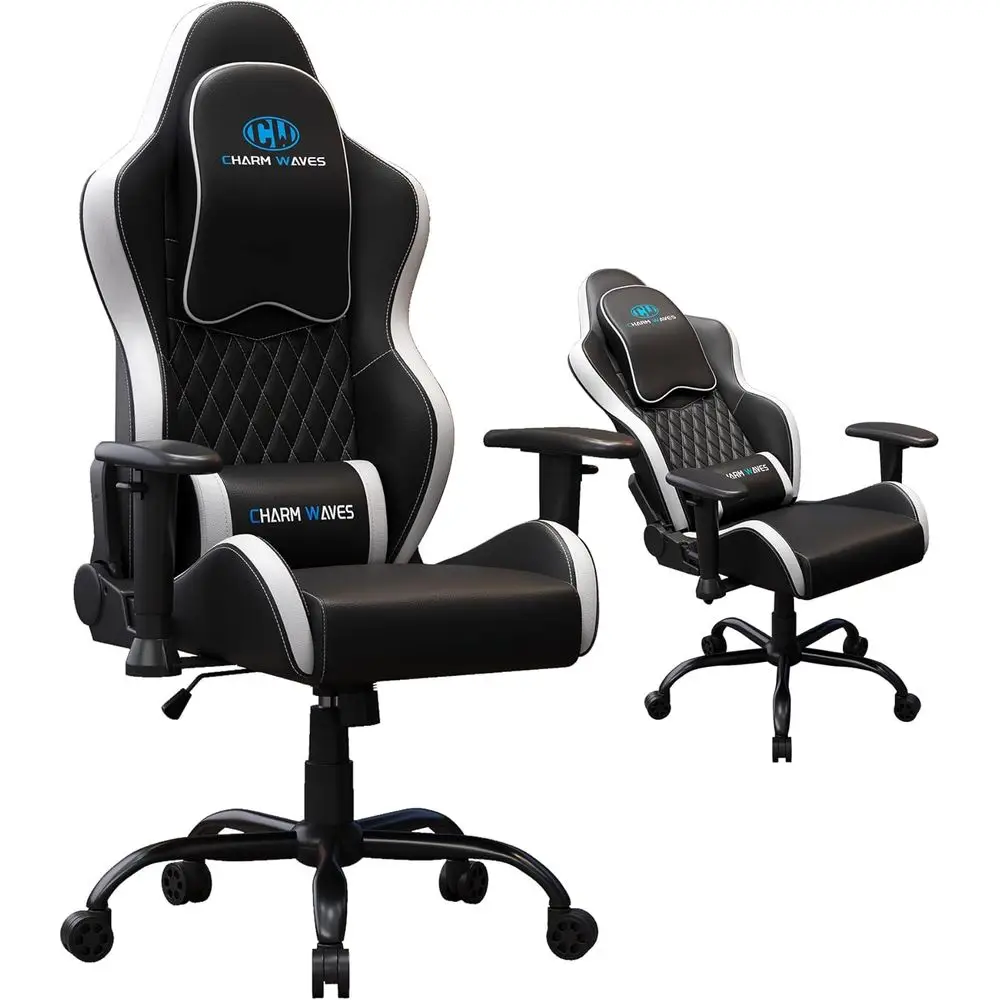 

Ergonomic Gray Fabric Gaming Chair with Diamond Stitch, Reclining Office Style, Adjustable Backrest, Supports up to 300 lbs