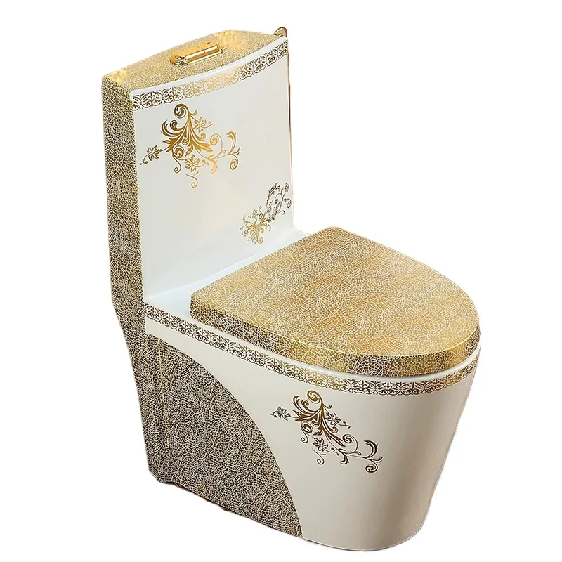 

European style personalized golden flush toilet large pipe diameter toilet deodorant ceramic silent super swirl household toilet