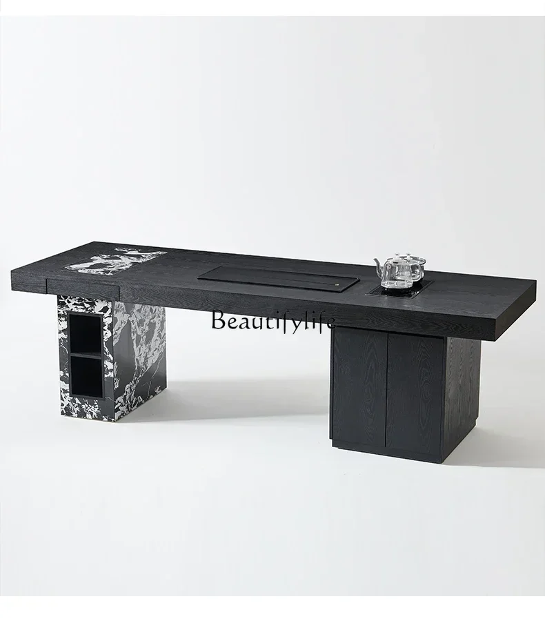 

FG52-Minimalist solid wood tea table Island Taiwan light luxury modern simple high-end villa art design style tea table