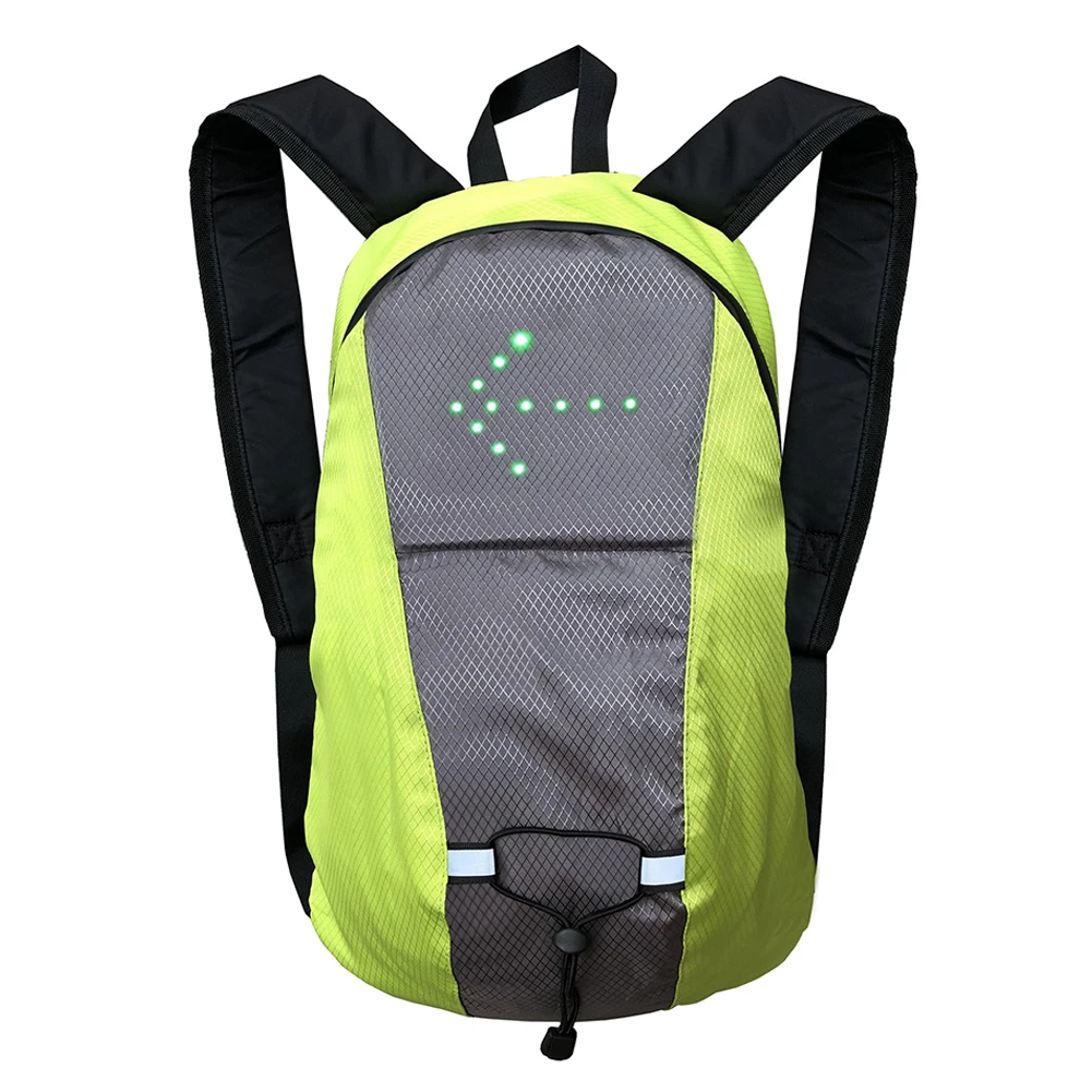 15L Bicycle Backpack with LED Turn Signal Light Cycling Bag Wireless Remote Control for Outdoor Safety Running Riding Climbing