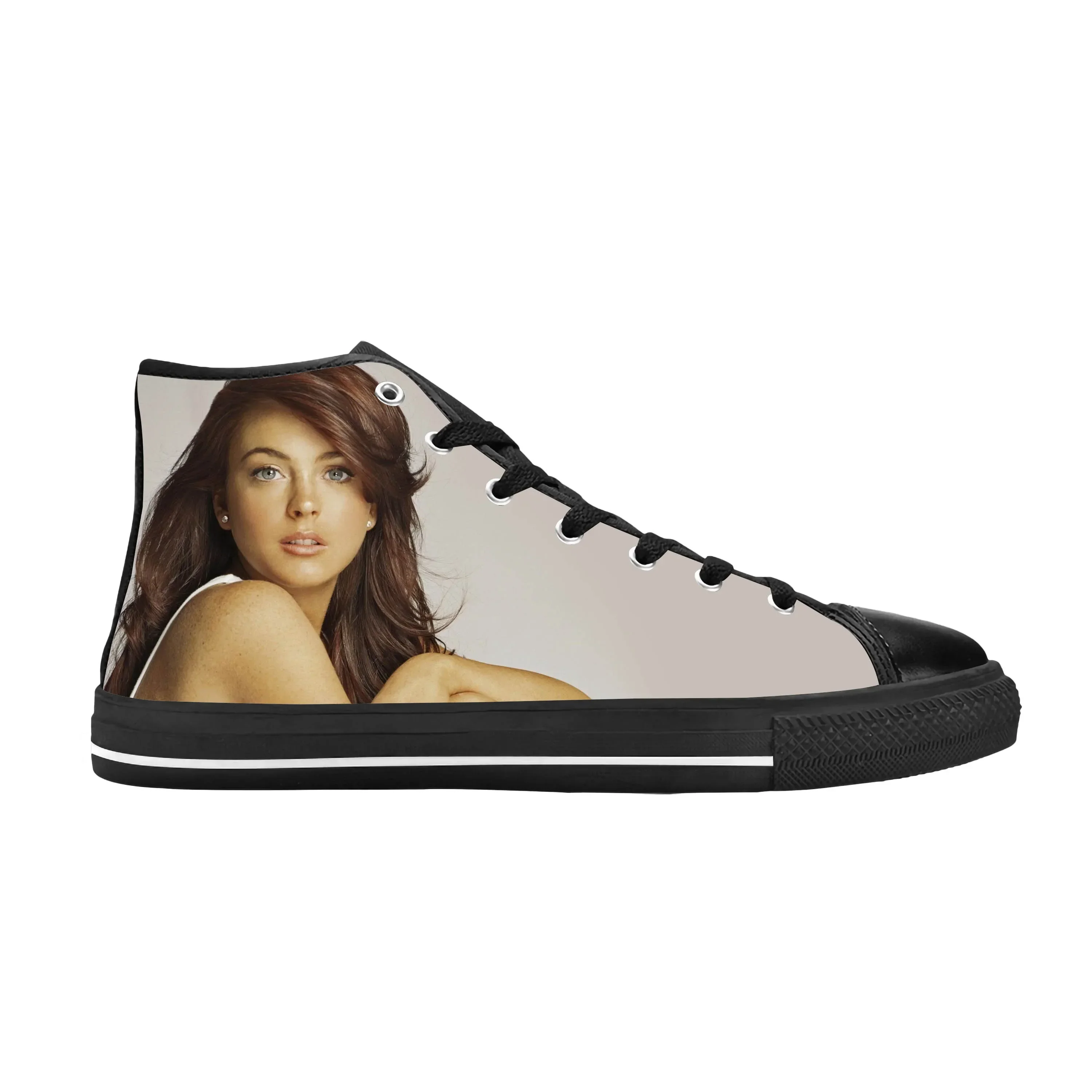 Hot Lindsay Lohan Movie Star Actor Singer Fashion Casual Cloth Shoes High Top Comfortable Breathable 3D Print Men Women Sneakers