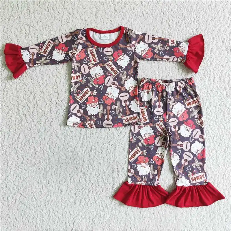 Girls Guitar Santa Pajama Set