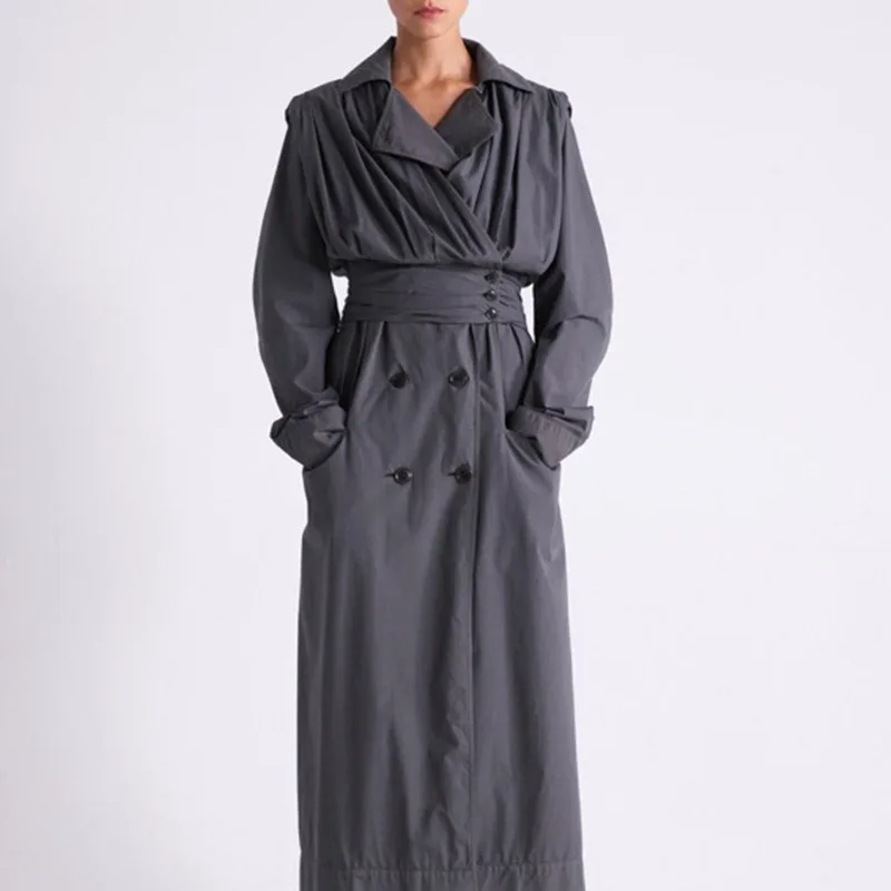 

2023 Leisure Commute Loose Medium Length Cotton Trench Coat for Women