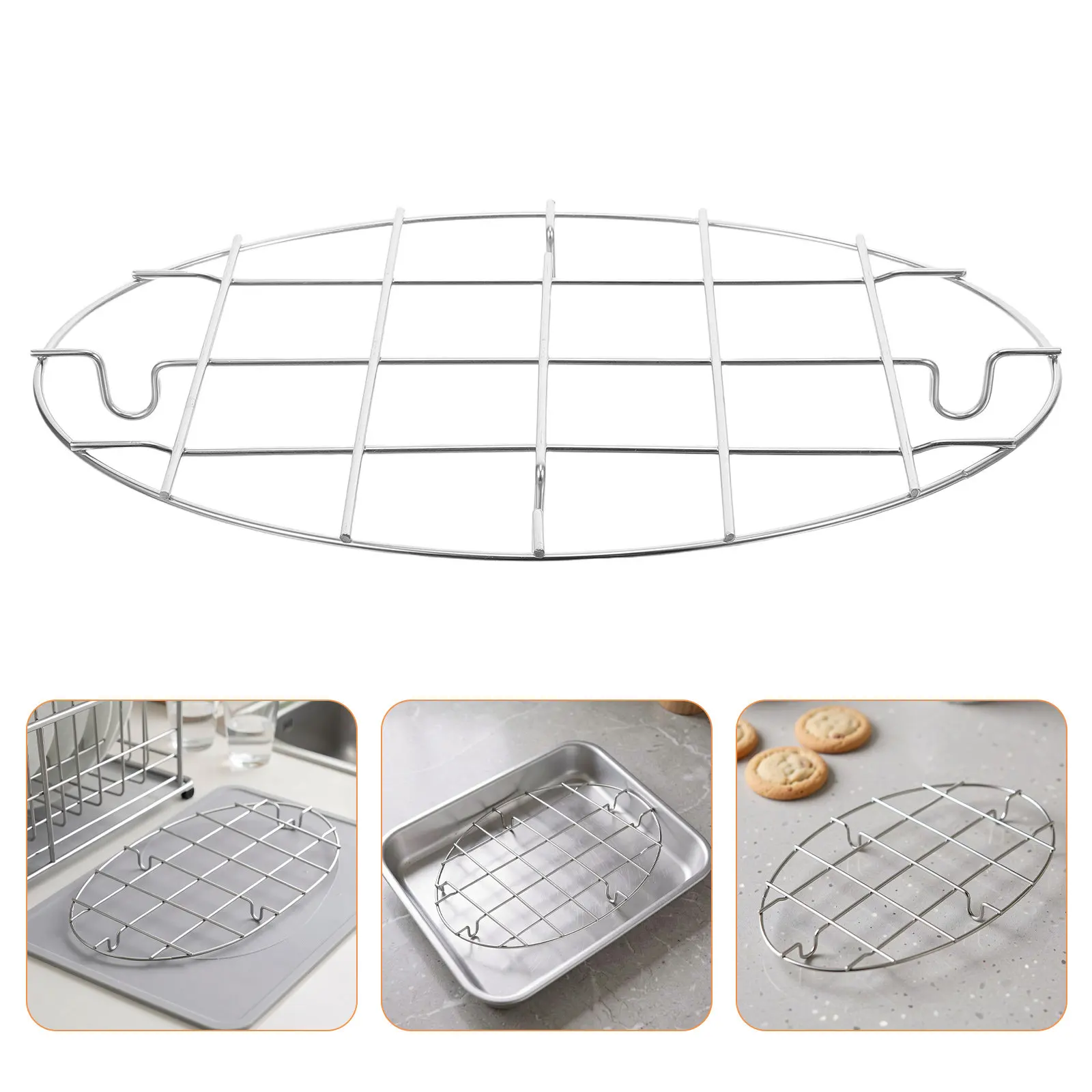 Oval Baking Cooling Rack Stainless Steel 10 X 6.7 Wire Oven Roasting Rack Vegetable Roast Grid Enhanced Airflow Cooling Tray